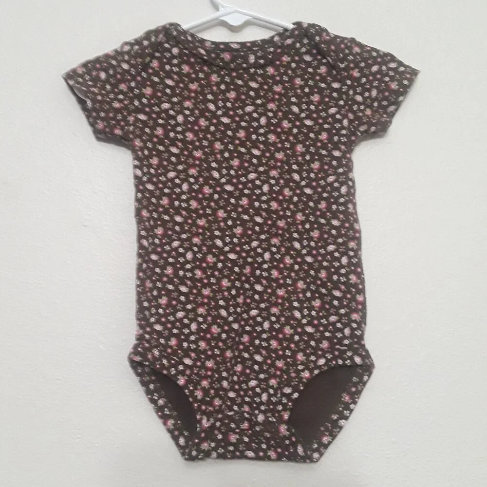 Carter's Floral Print Bodysuit - Brown and Pink