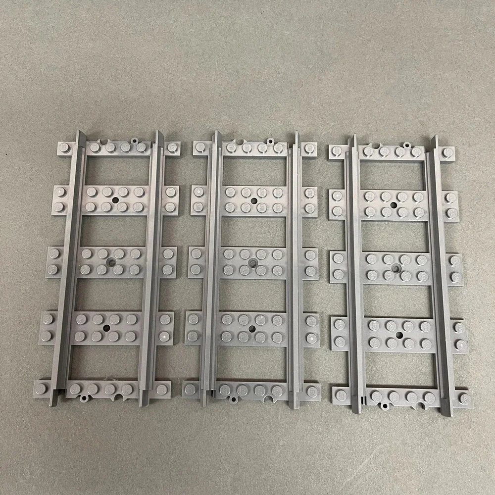 Lego 17275 Train Track Straight‎ Gray Replacement Part Piece Lot of 3