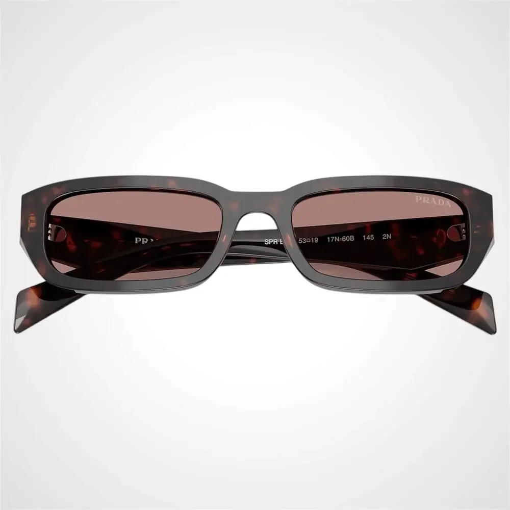 New PRADA Sunglasses Brown Tortoise Symbole Logo Rectangle w/ Case