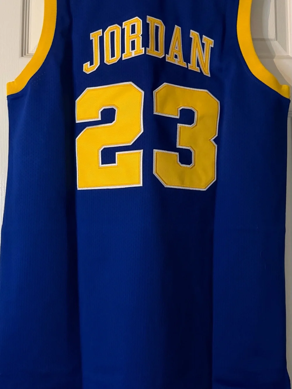 Michael Jordan Bucs #23 Blue and Yellow high school Basketball Jersey