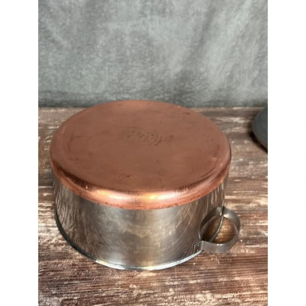 COPPER CLAD STAINLESS STEEL POT WITH LID 3 QUART CAPACITY 7 INCH‎ DIAMETER