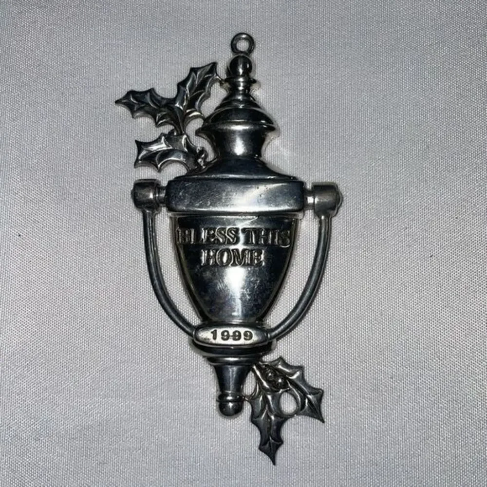 1999 Lenox Kirk Stieff Collection Bless This Home Pewter Door Knocker Ornament‎