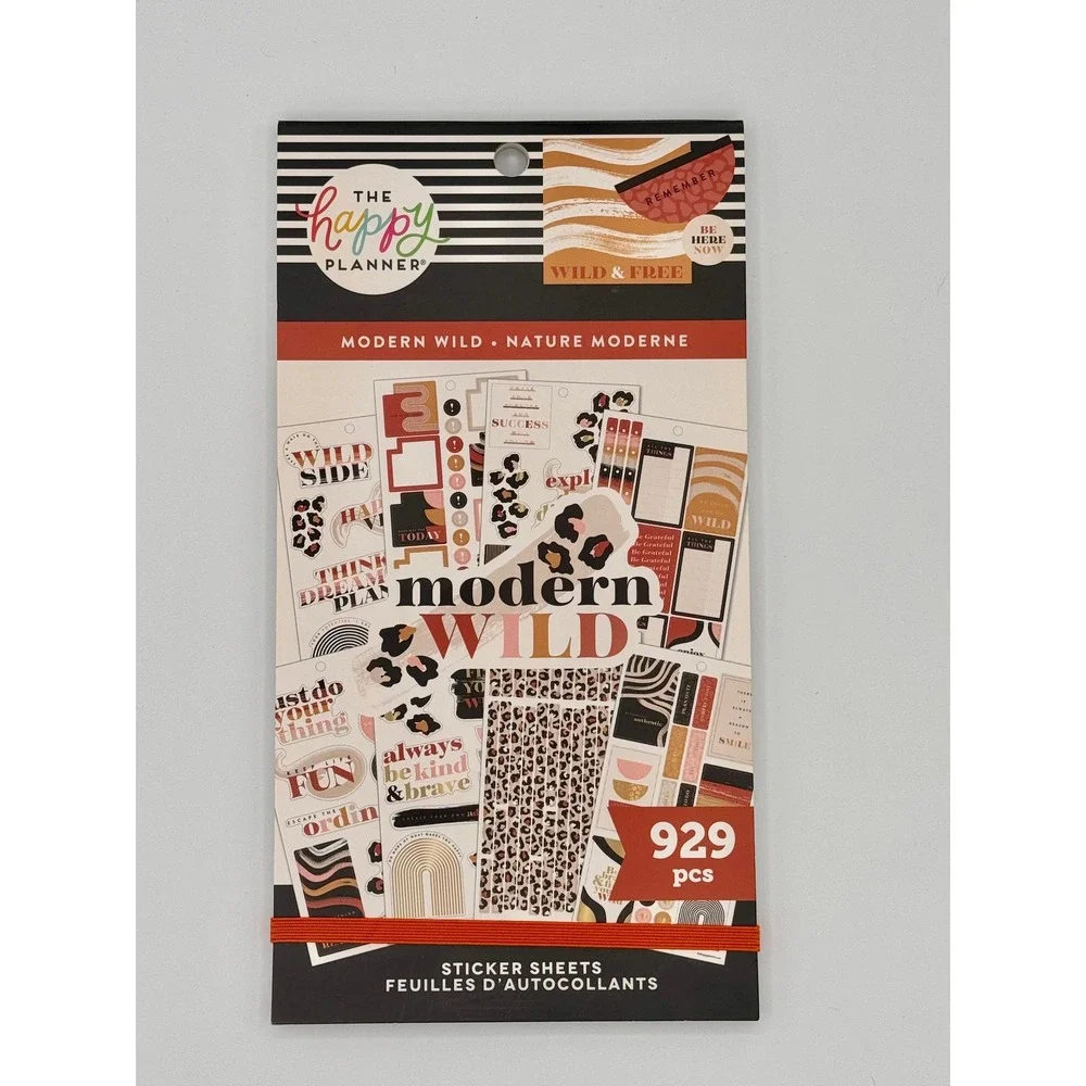 The Happy Planner Modern Wild Sticker Book 929 Pcs Nature Animal Print Gold Foil