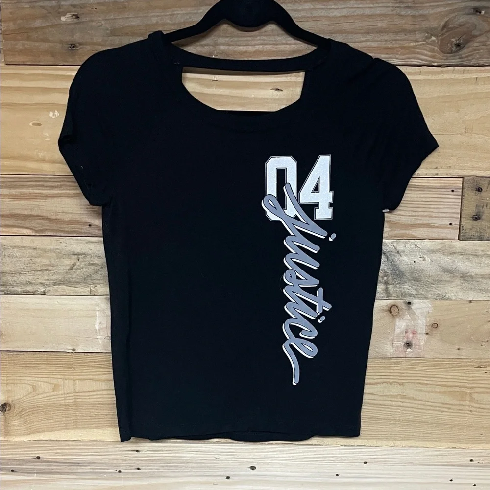 Justice size 10 Black & Gray Sparkly Soft Short Sleeve Graphic Tee