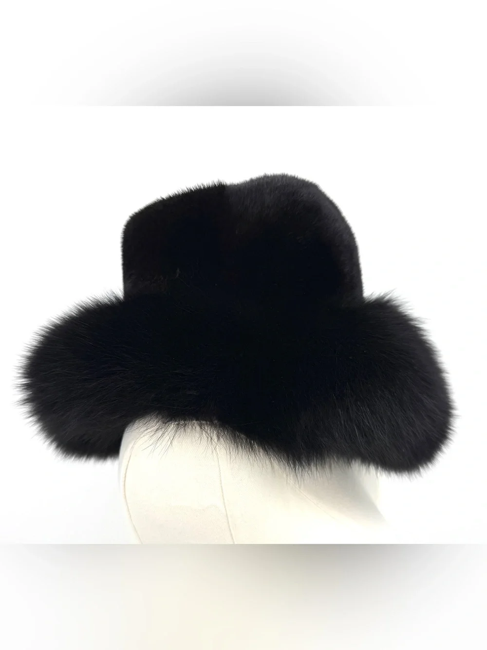 Estate vintage Black mink and fox fur hat