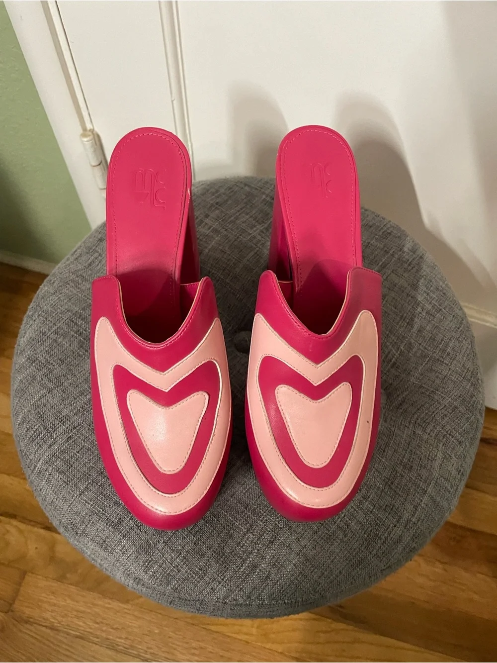 MCLC Hot Pink Heart Platform Mules - Limited Edition