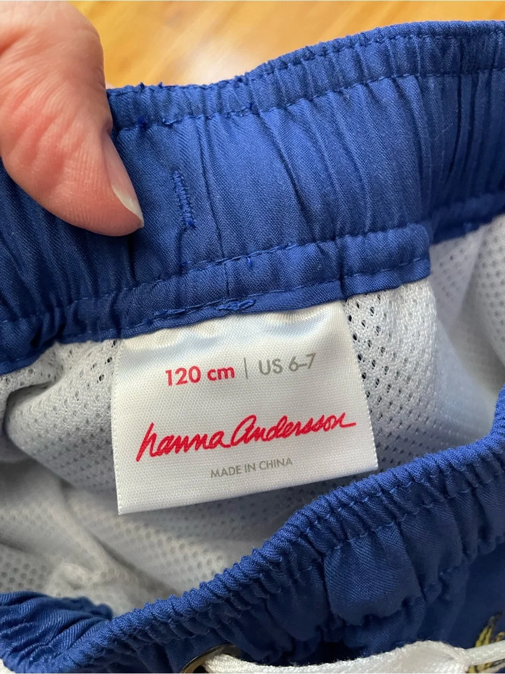 Hanna Andersson boys blue banana swim shorts / trunks - sz 120cm (US 6-7)