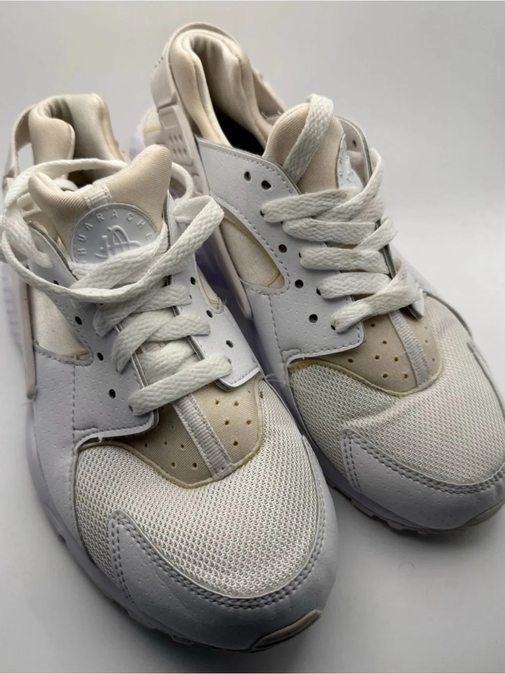 Nike Kids White and Tan Lace-Up Sneakers 6.5