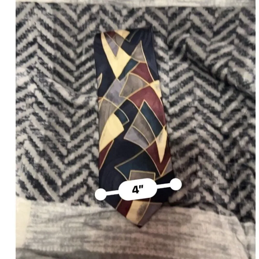 Chez Roffe Mens Silk Tie Blue Purple Gold Abstract