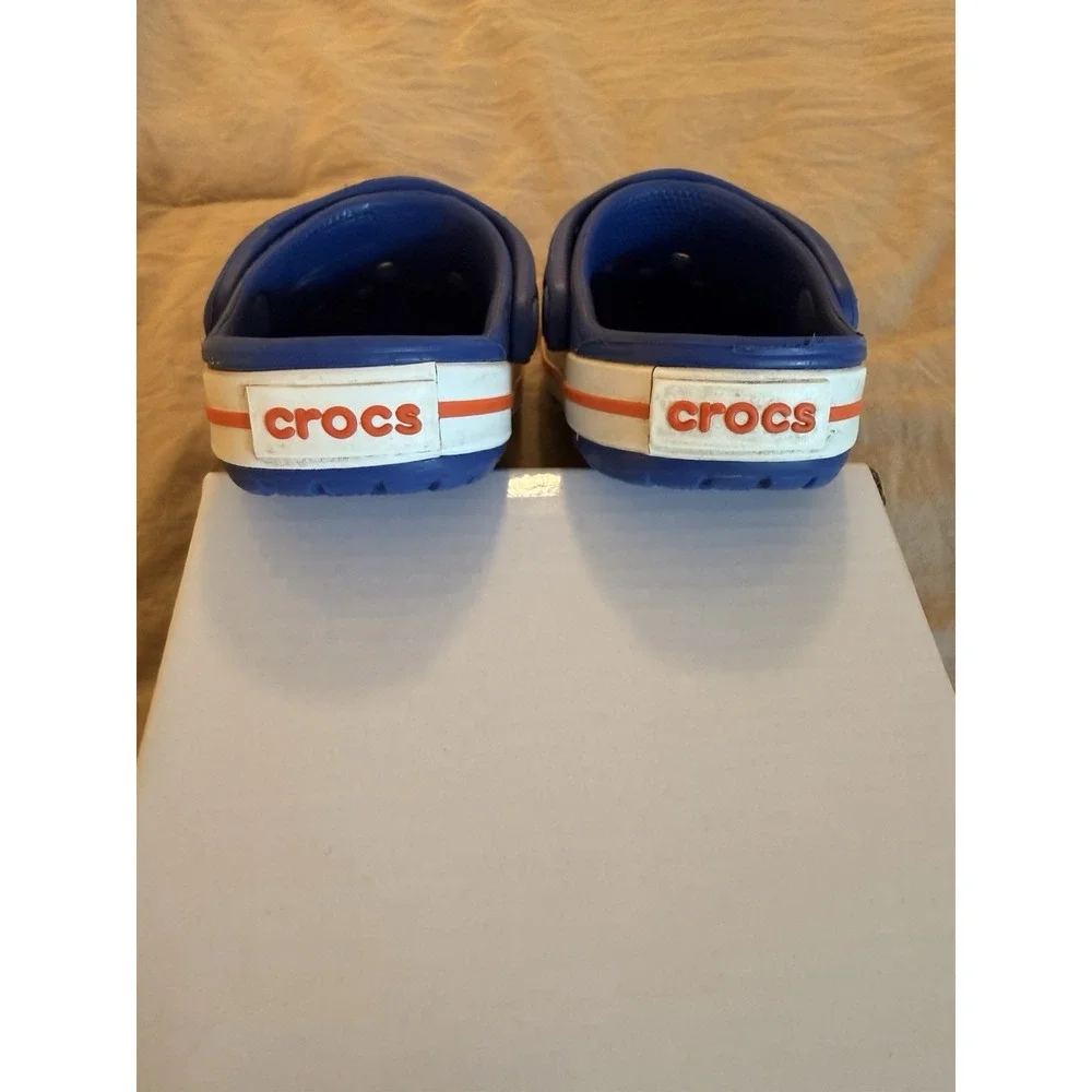 Crocs Baby Toddler Shoes C4 Navy Blue White Red‎ Slip On Water Clogs