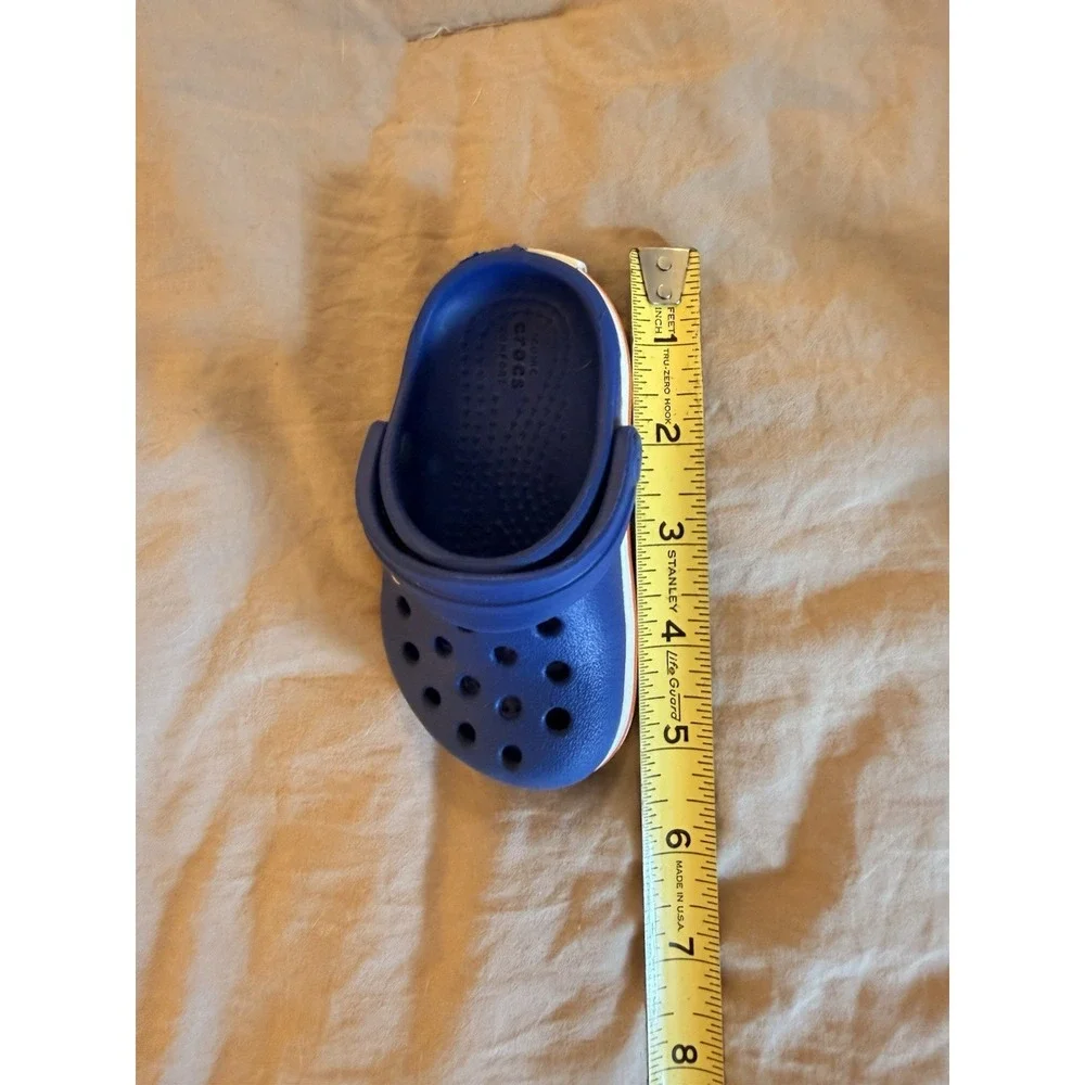 Crocs Baby Toddler Shoes C4 Navy Blue White Red‎ Slip On Water Clogs