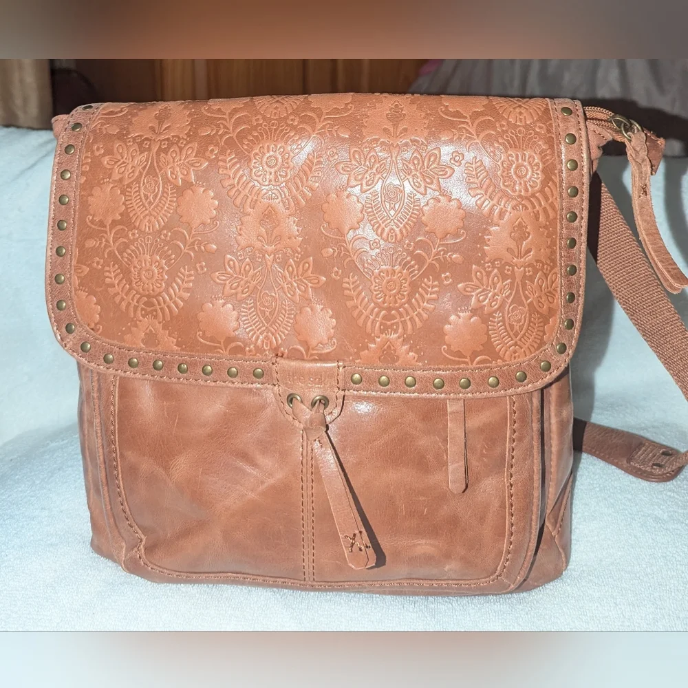 The Sak Ventura Convertible Tan Embossed Leather Backpack