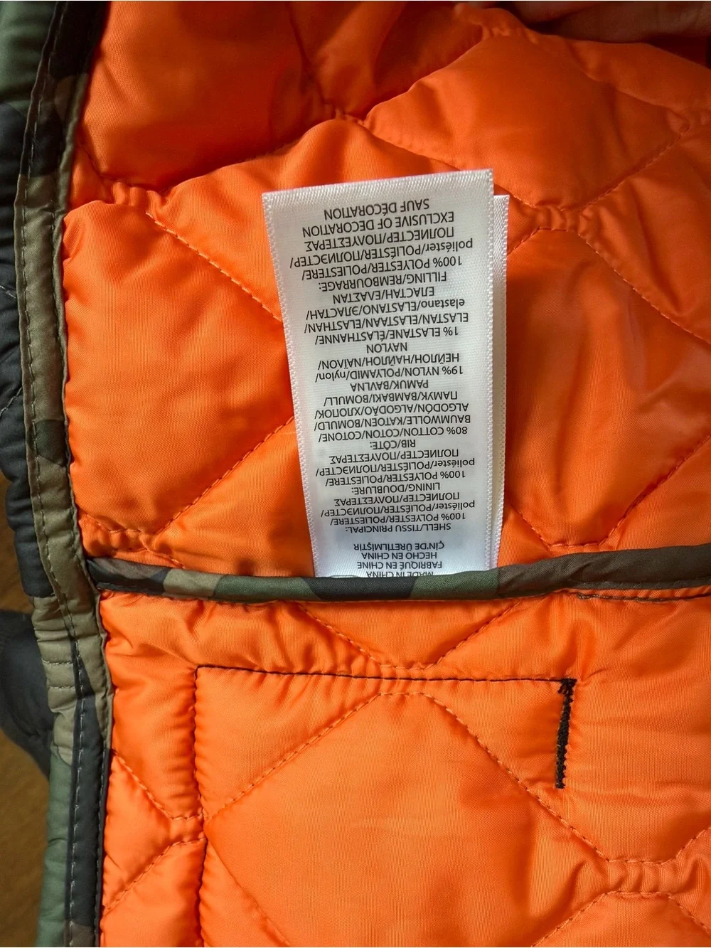 Polo Ralph Lauren Boys Quilted Camo Jacket L 14-16 Orange Pony