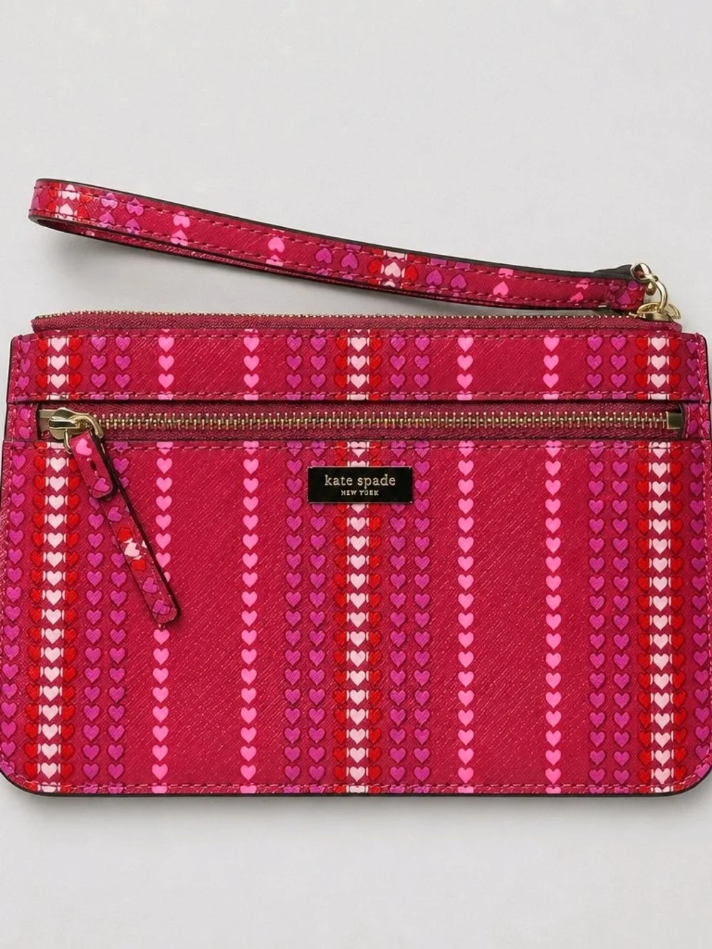 kate spade Pink & Magenta Heart-Stripe Wristlet 7