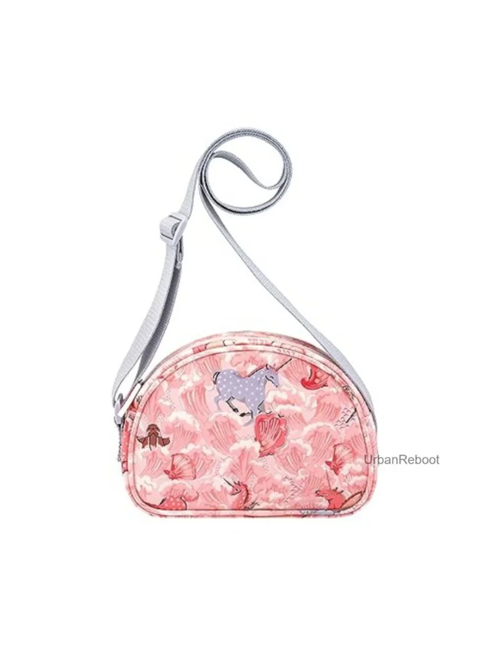 Half Moon Crossbody Bag Cotton Kids Mini Purse Unicorn Waves