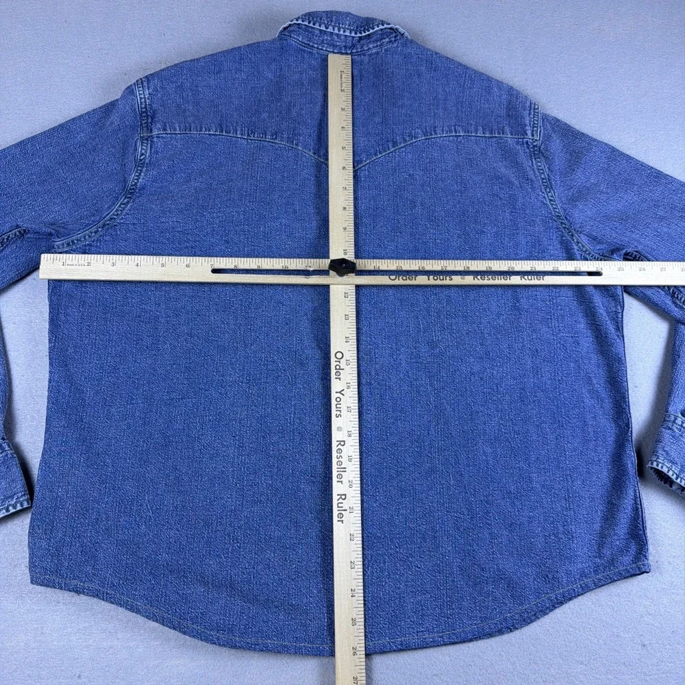 Levis Pearl Snap Shirt Mens Extra Large Blue Long Sleeve Denim Western Standard