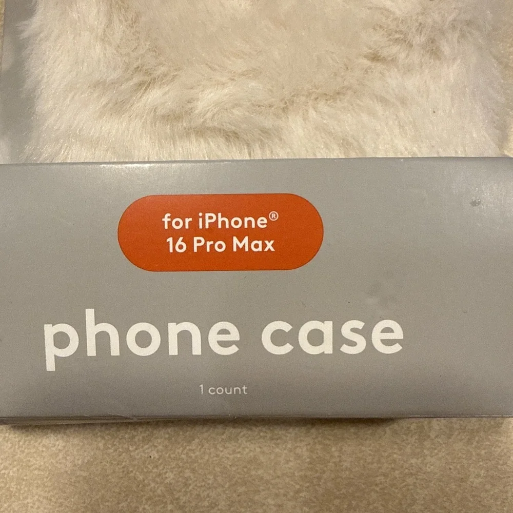 Heyday Faux Fur Phone Case for‎ iPhone 16 Pro Max, Soft Plush Cover, Cream Color
