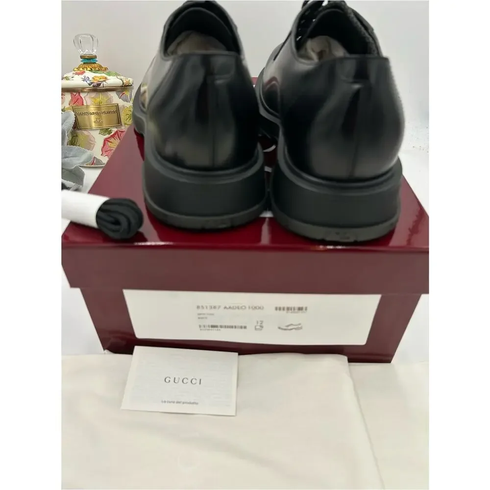 Men's Gucci Leather lace up, Derby shoes size 12 fits 12.5 US made in Italy