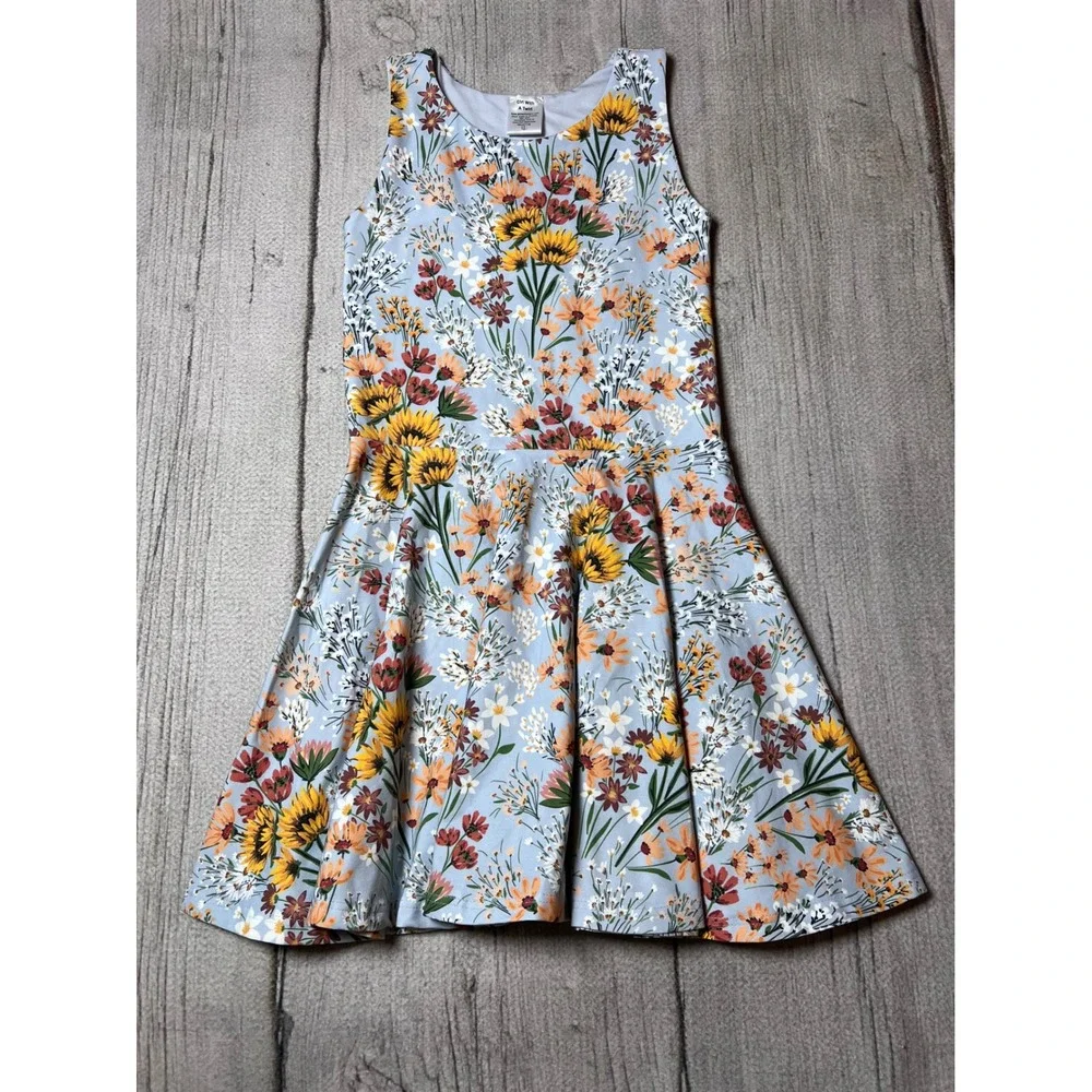Girl With A Twirl Sunflower Meadow‎ Twirl Dress Girls Size 12 Blue Cottagecore