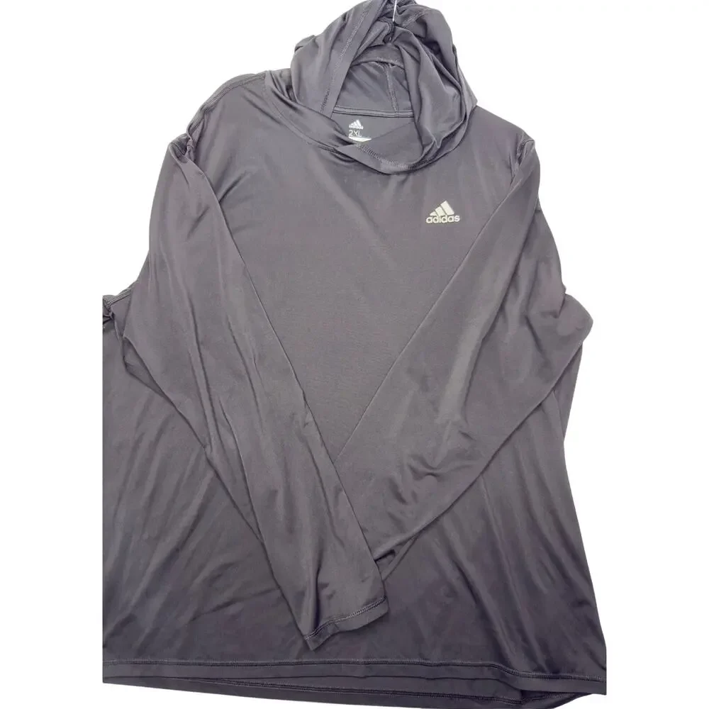 Adidas Mens 2XL Black Lightweight Performance Pullover Hoodie Athletic