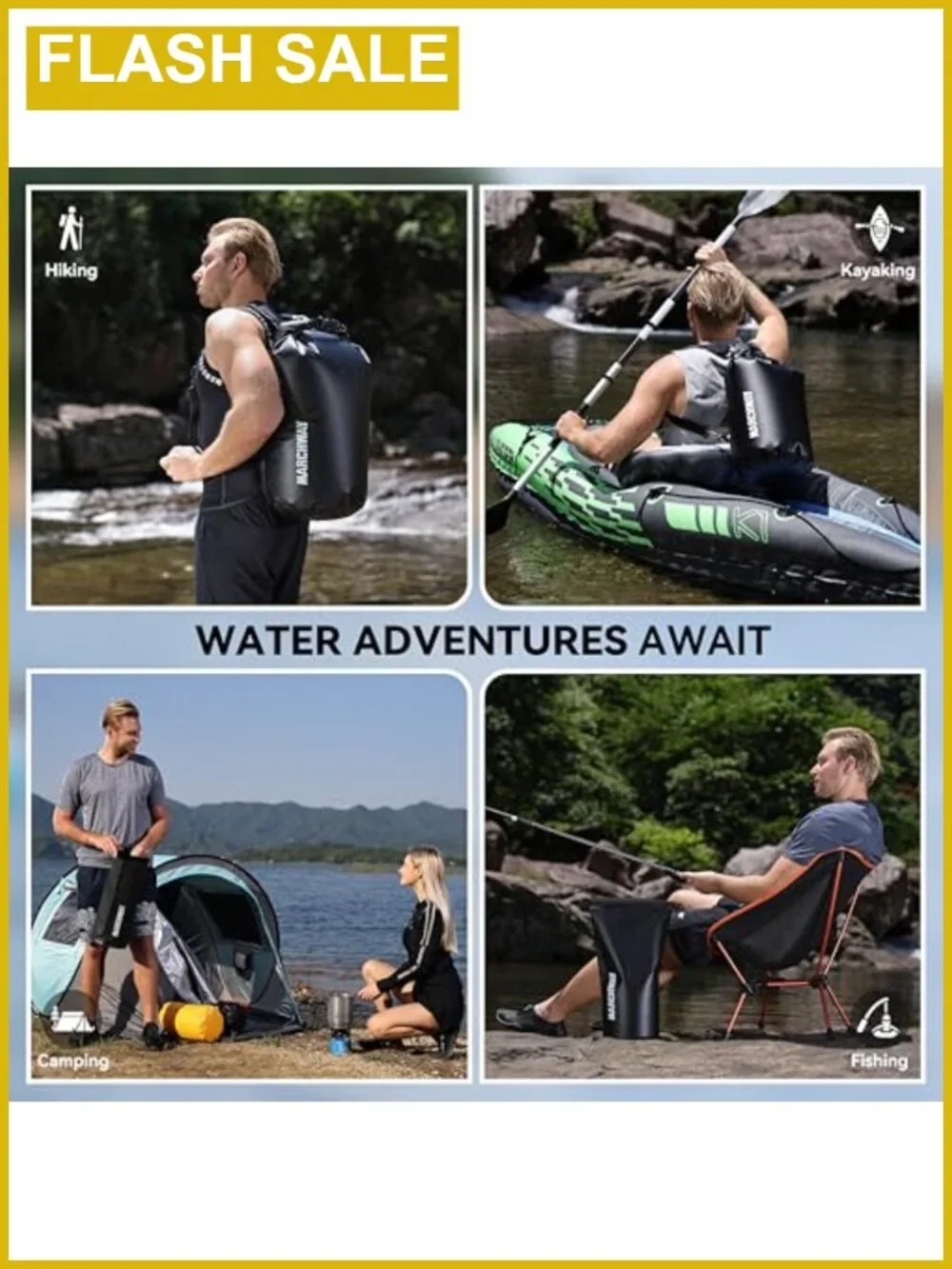 MARCHWAY Waterproof Dry Bag Backpack, Roll Top, PVC, Floating, 5L to 40L