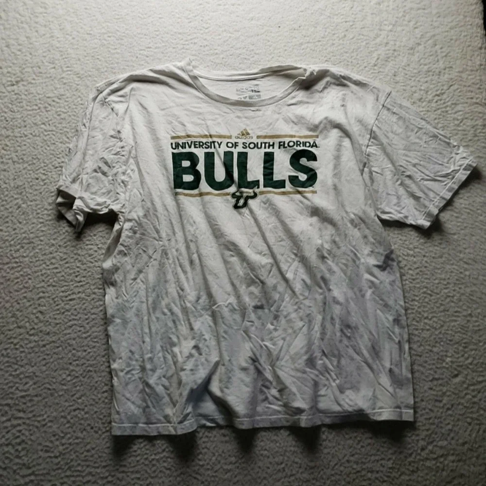 South Florida Bulls Shirt Mens 2XL White NCAA Football Adidas Tee T-Shirt