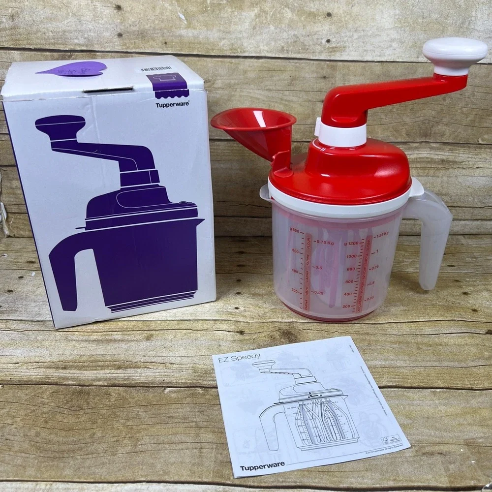 Tupperware EZ Speedy Manual Whip N Mix Funnel Chili Red NEW Box‎