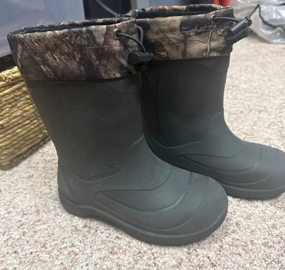 Kamik Camo Winter Snow Boots Kids Size 1 Boys Waterproof Insulated Hunting