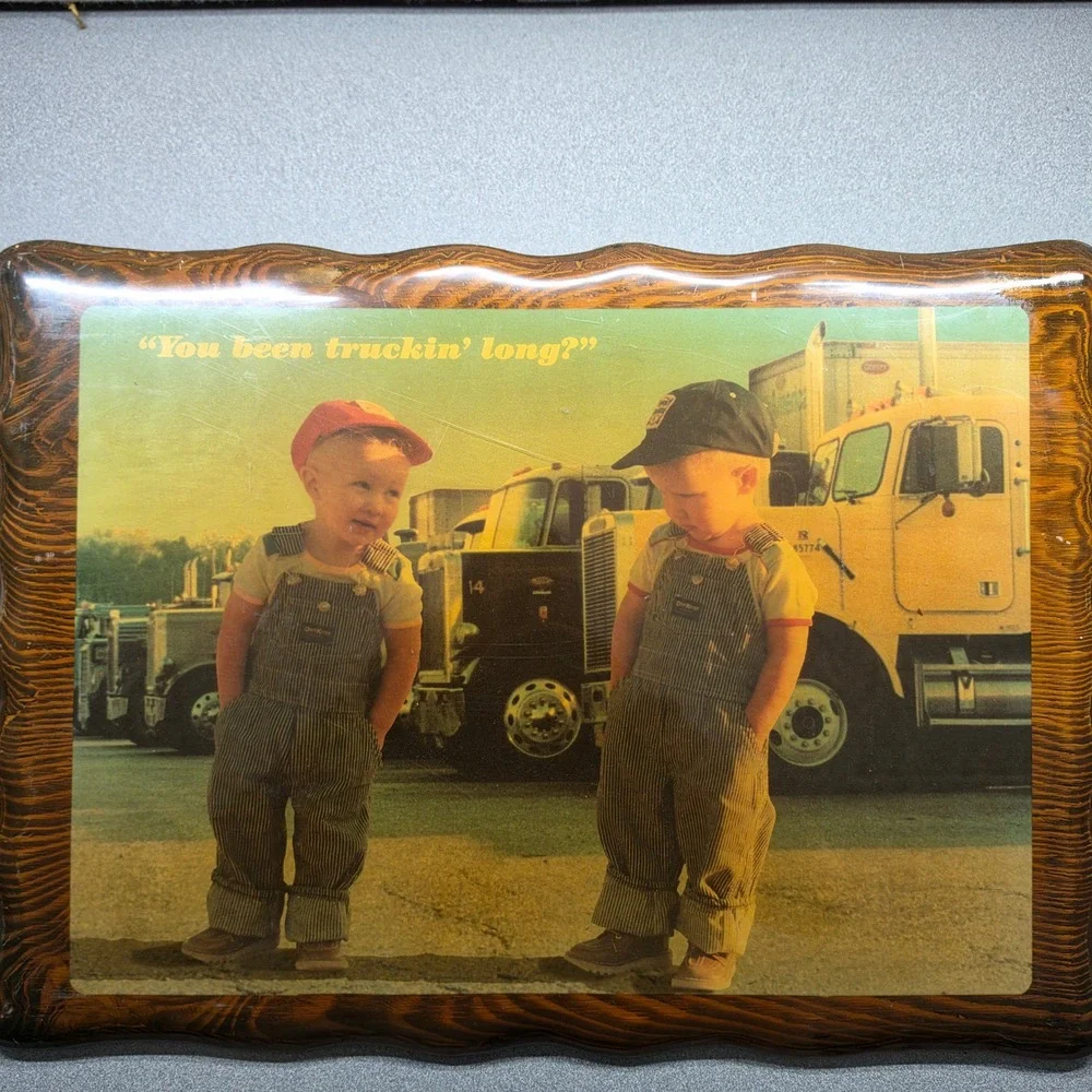 Vintage OshKosh B'Gosh Trucking Wall Plaque Large‎ Wood Decoupage Art