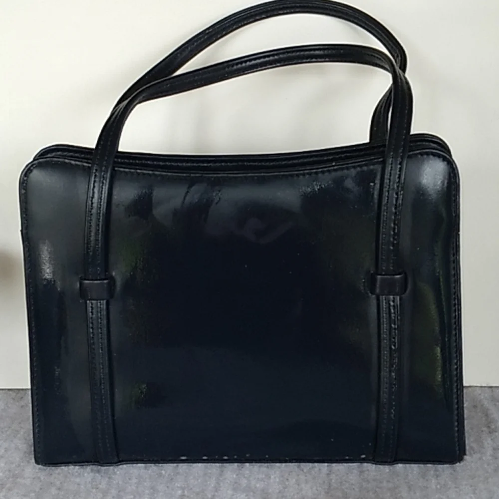 Vintage 1950s dark blue satchel purse pocketbook
