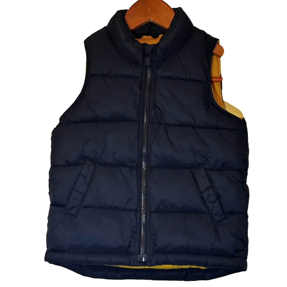 Old Navy Little Boys Navy‎ Blue and Yellow Zip Up Puffer Vest Size 5T