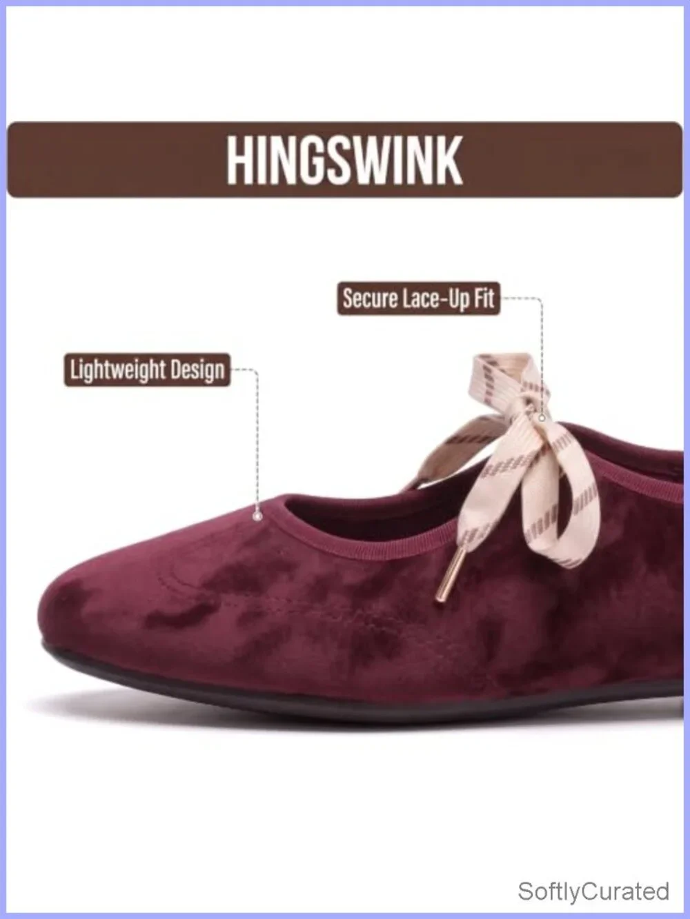 Faux Velvet Bow Ballet Flats Mary Jane Memory Foam Slip-On Comfort Shoes