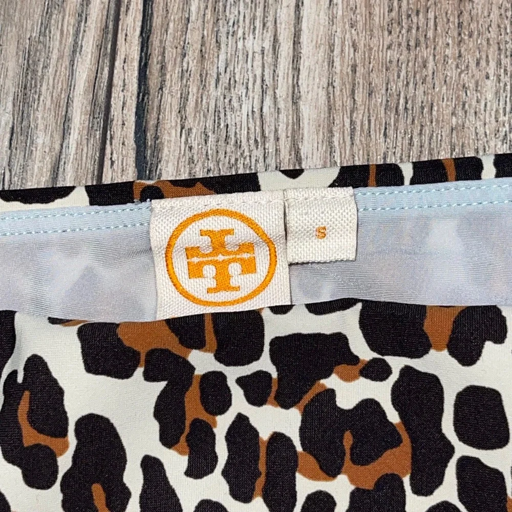 Tory Burch‎ Leopard Print Bikini Bottom Gold Logo Hardware Animal Print Small