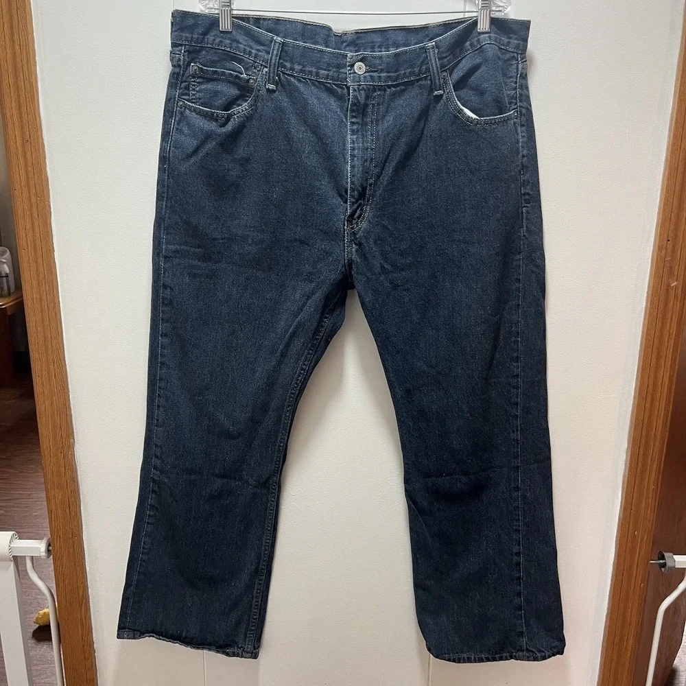 Levis 527 Modern Slim Fit Bootcut Jeans Mens 42x30 Dark‎ Wash Blue Denim