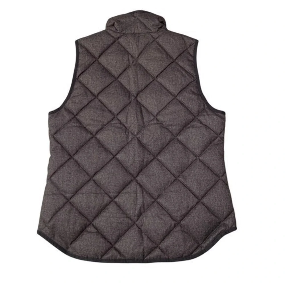 J Crew Quilted Puffer Vest Heathered Charcoal Gray Size S‎ Down Fill Zip Pockets