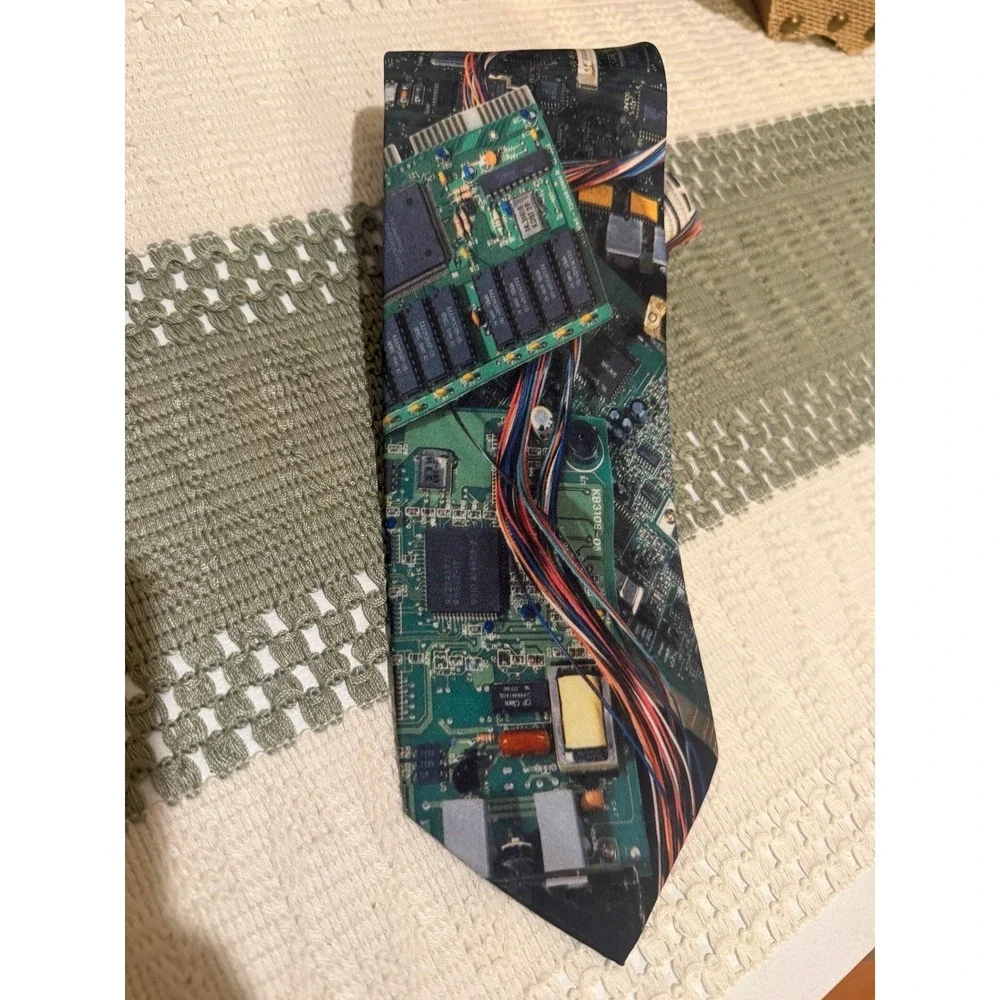 Vintage 1994 Ralph Marlin Computer Circuit Board Tie Mens‎ Tech Geek IT Novelty
