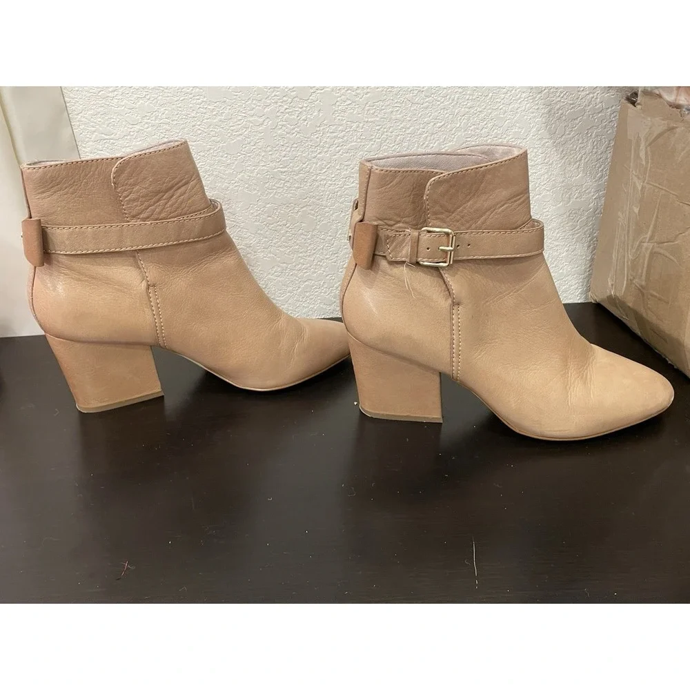 Kate Spade Ankle Boots Women 10M‎ Tan Leather Bow Block Heel Shoes