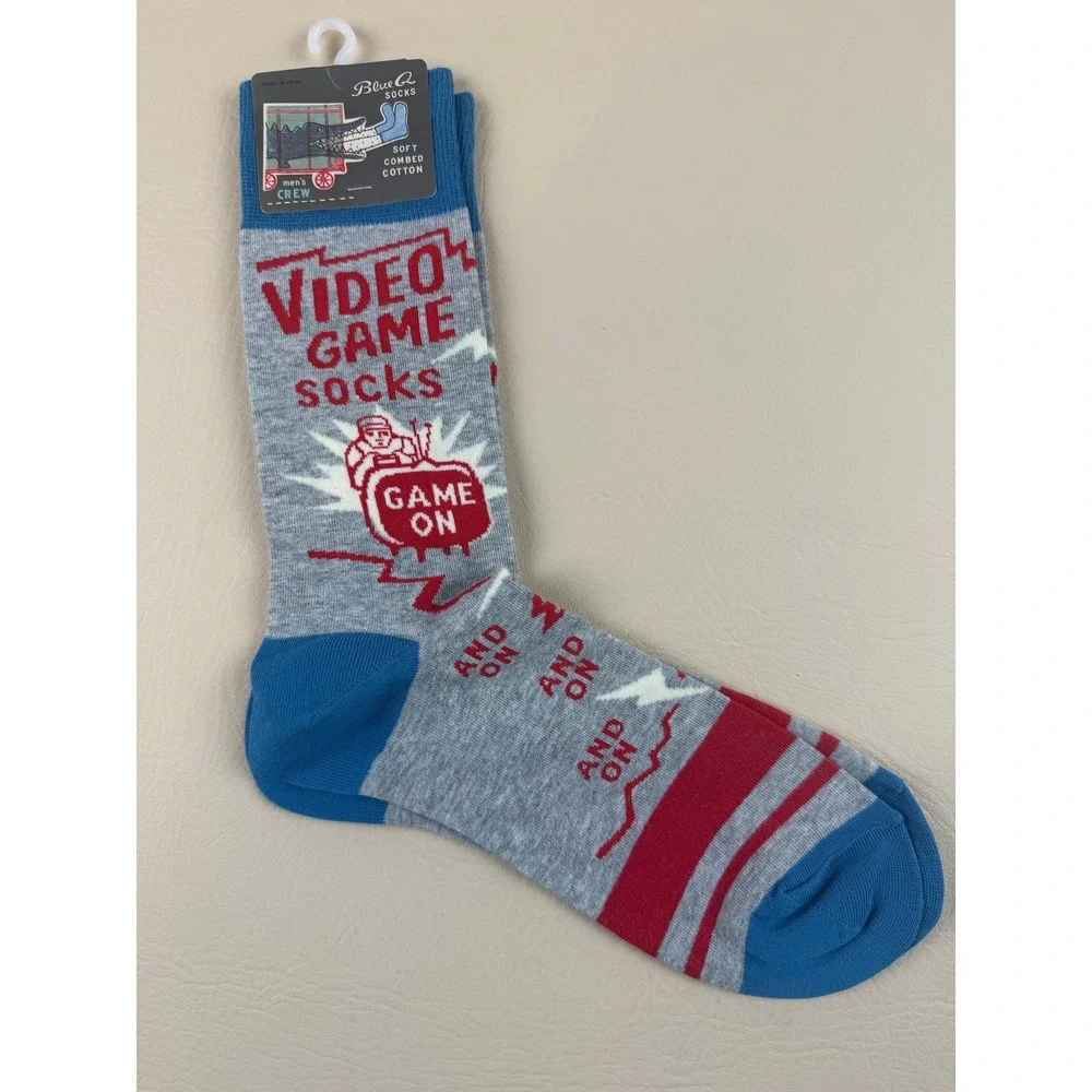 Retro Gamer Crew Socks Combed Cotton‎ Game On Graphic Men 7-12 Blue