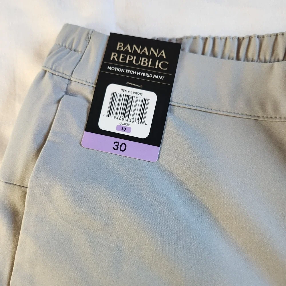 BANANA REPUBLIC Motion Tech Hybrid Pants Mens‎ 30 Quarry Gray Water Repellent