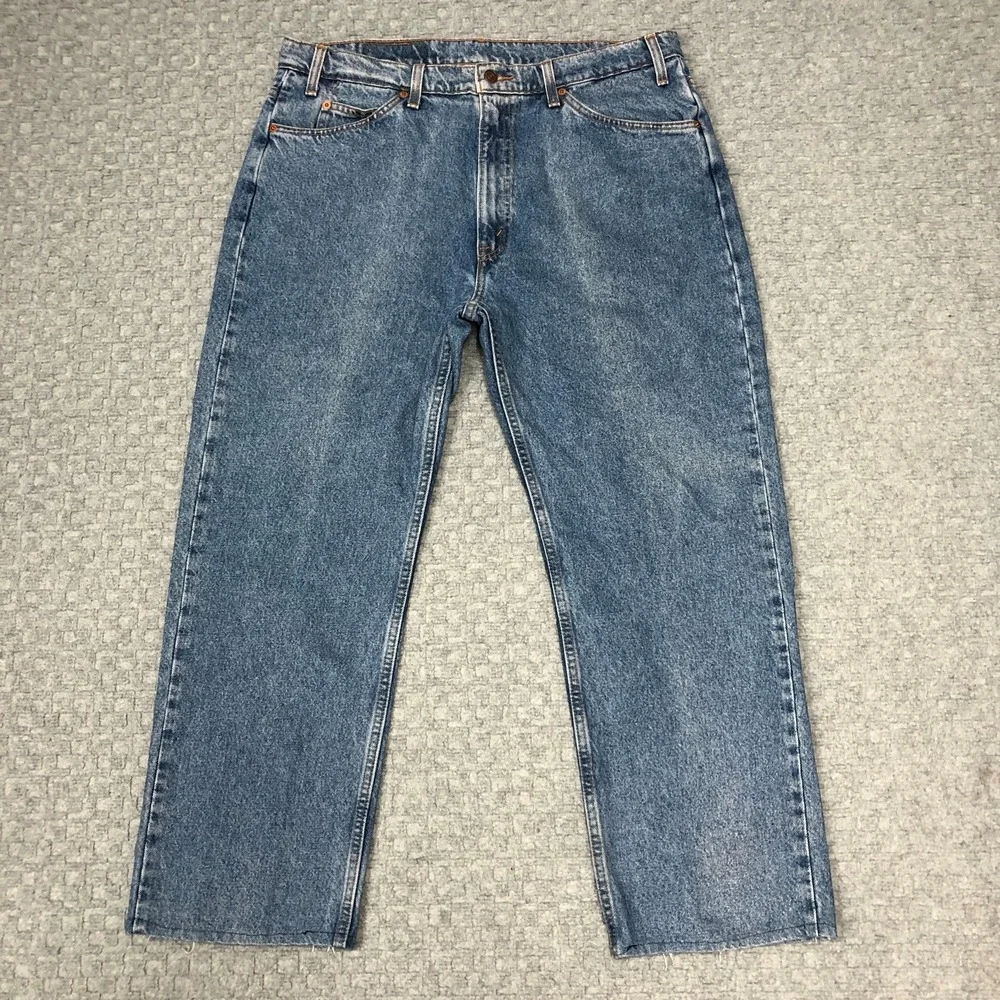 VTG Levis 505 Jeans Mens 38x30 Blue Denim Straight Leg Orange Tab Made USA 90s