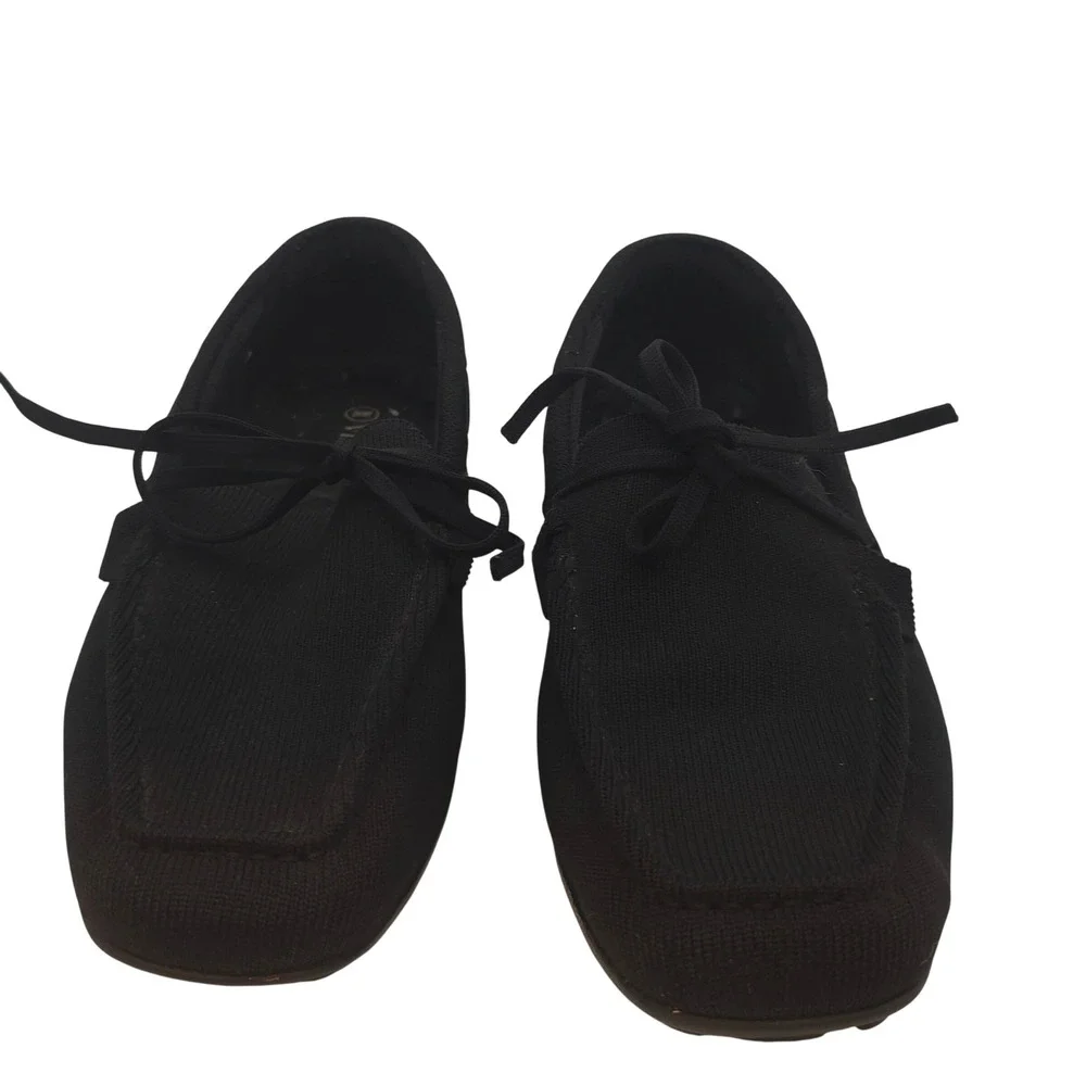 VIVAIA Black Knit Driving Moccasins Women's 10‎ Chunky Sole Comfort Flats Travel