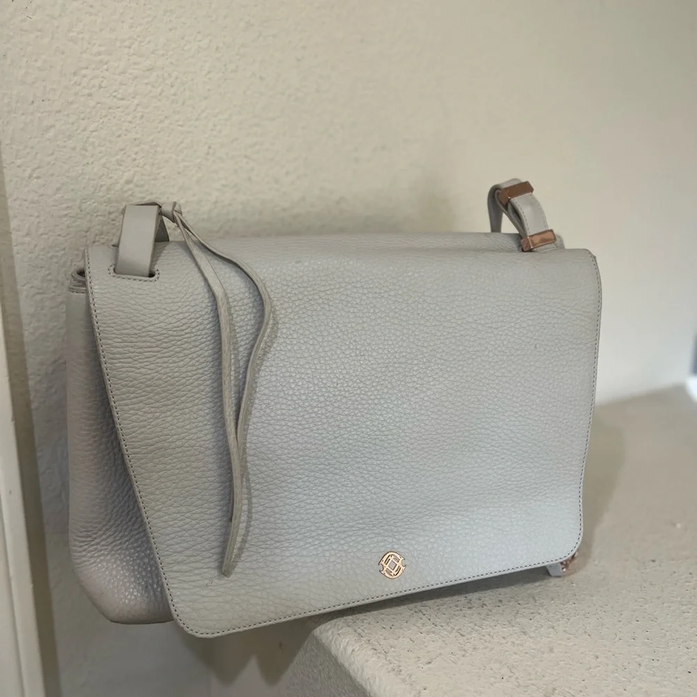 Dagne‎ Dover Simone Leather Satchel Gray Bone