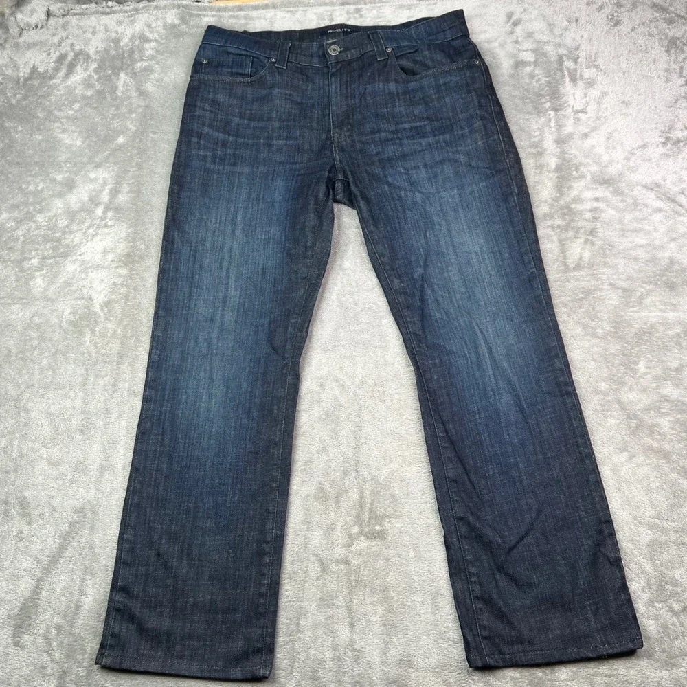 Fidelity 50-11 Jeans Mens 33x29 Harvard Blue Wash Straight Denim USA Made Hemmed