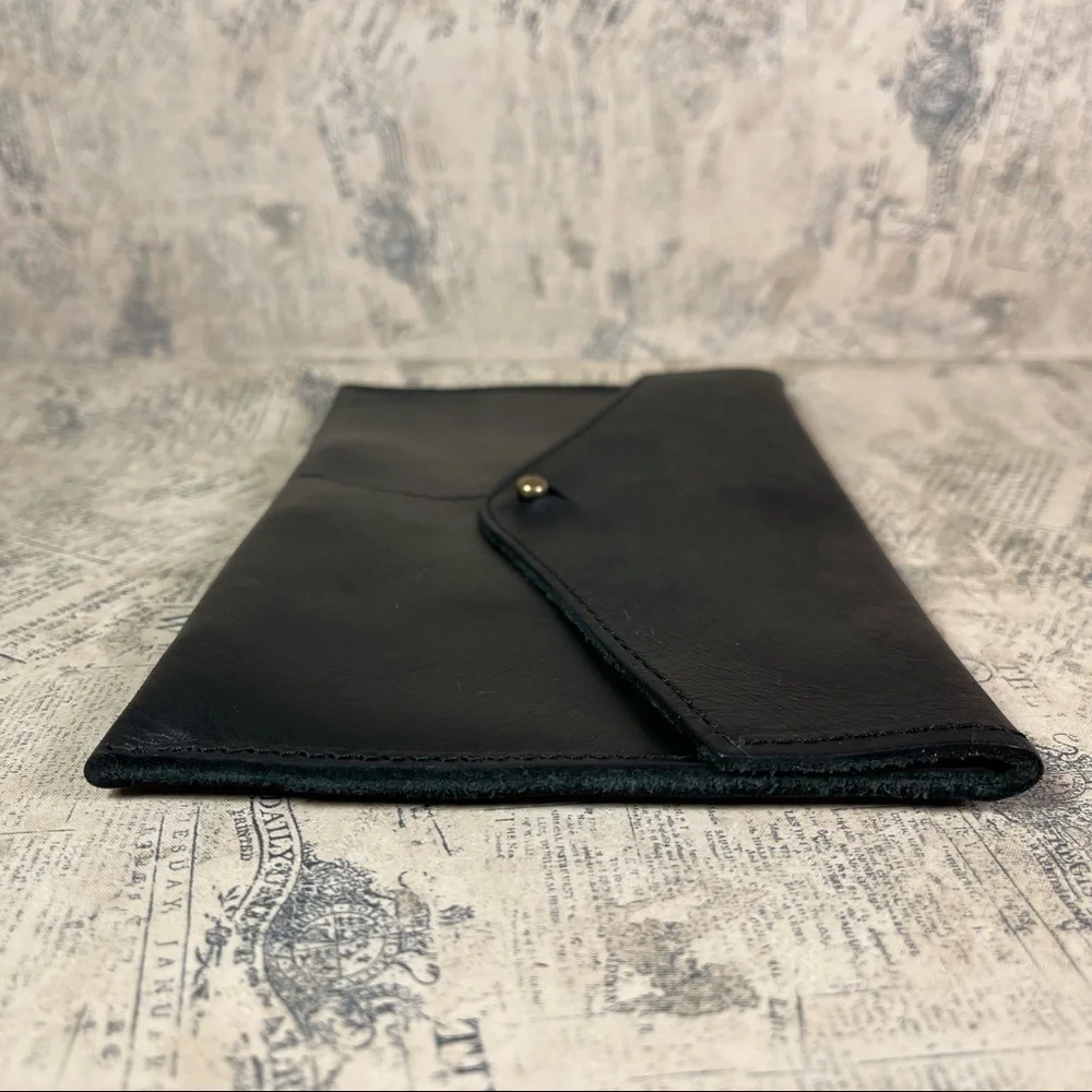 Parker Clay Black Leather Wallet Card Holder Travel Document Pouch Organizer