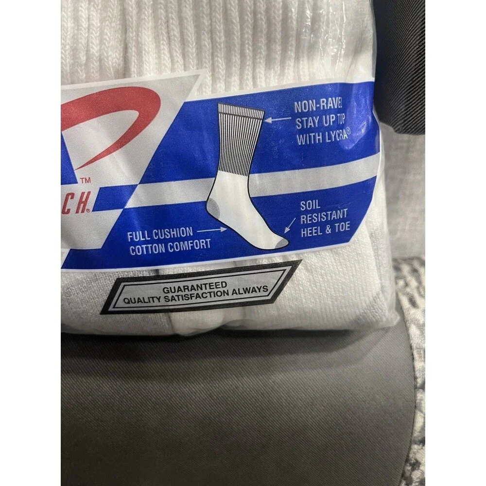 6 Vintage Kmart Athletech Crew Socks White Men’s Shoe Sz 6-12 Cotton Blend USA