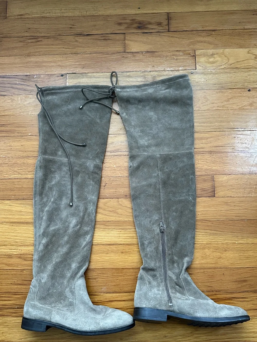 Aldo Over-the-Knee Suede Boots in Taupe