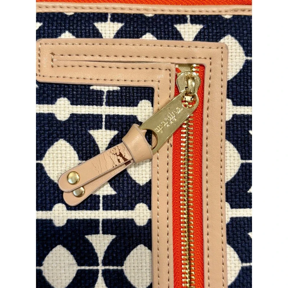 Spartina 449 Atlantis Paradise Island Linen Leather Wristlet Wallet Navy Coral