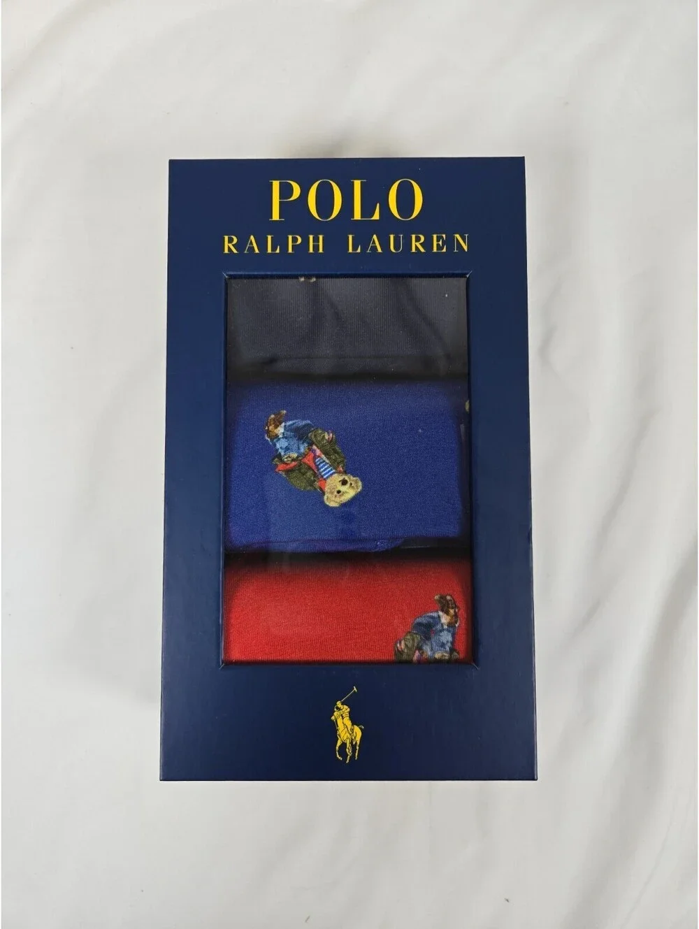 Polo Ralph Lauren Boxer Briefs Men Sz XL Bear Black/Blue/Red Holiday (3-Pack)