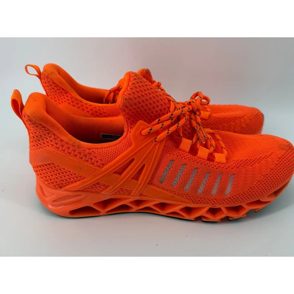 Mens Neon Orange Mesh Knit Blade Sole‎ Athletic Sneakers Trainers Size 42 1922