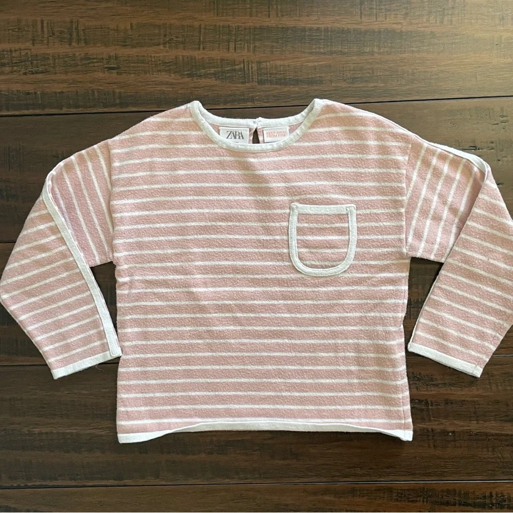 Zara Girl's Pink Stripe Long Sleeve Top